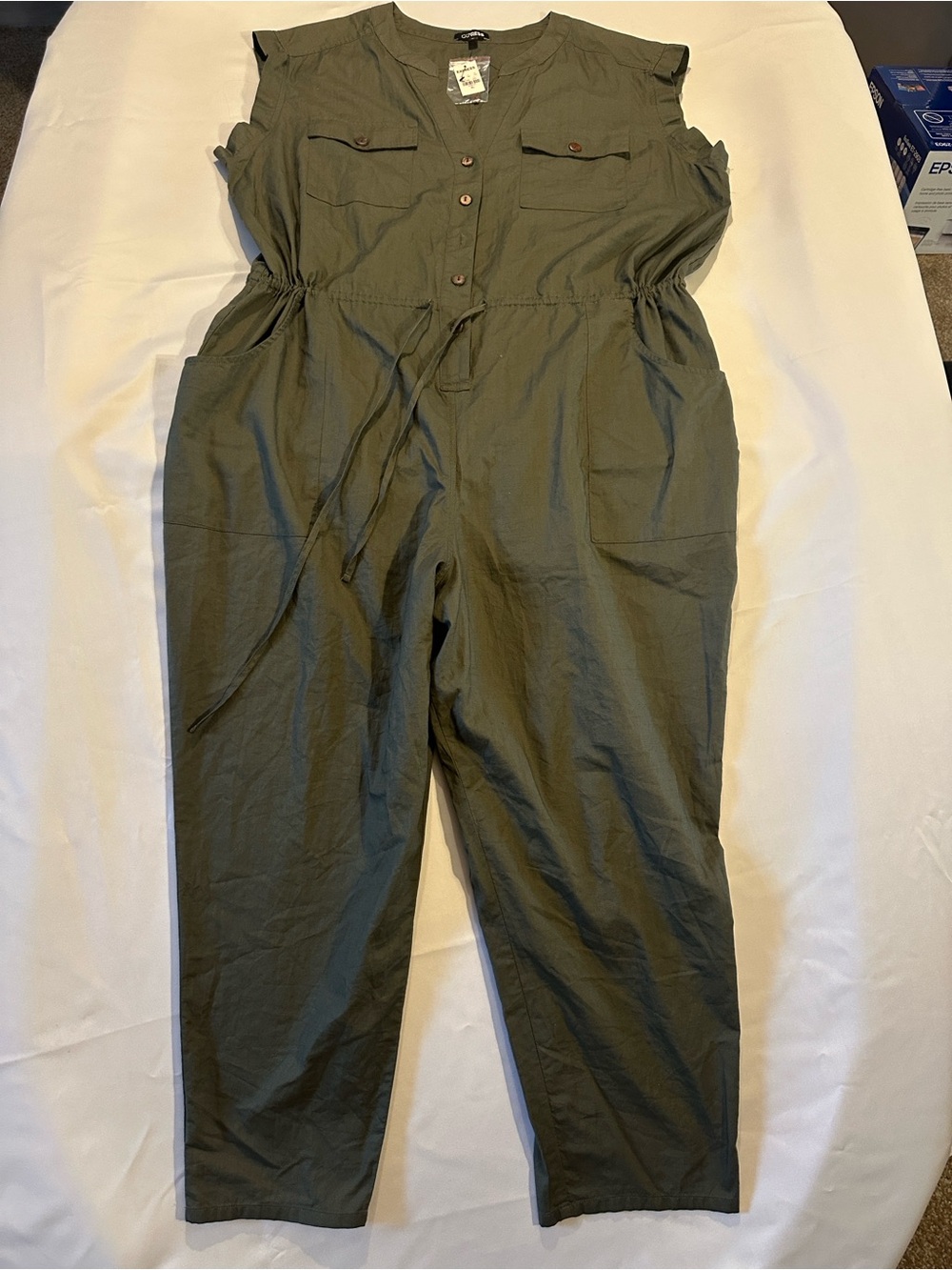 Express Olive Green Sleeveless Romper
